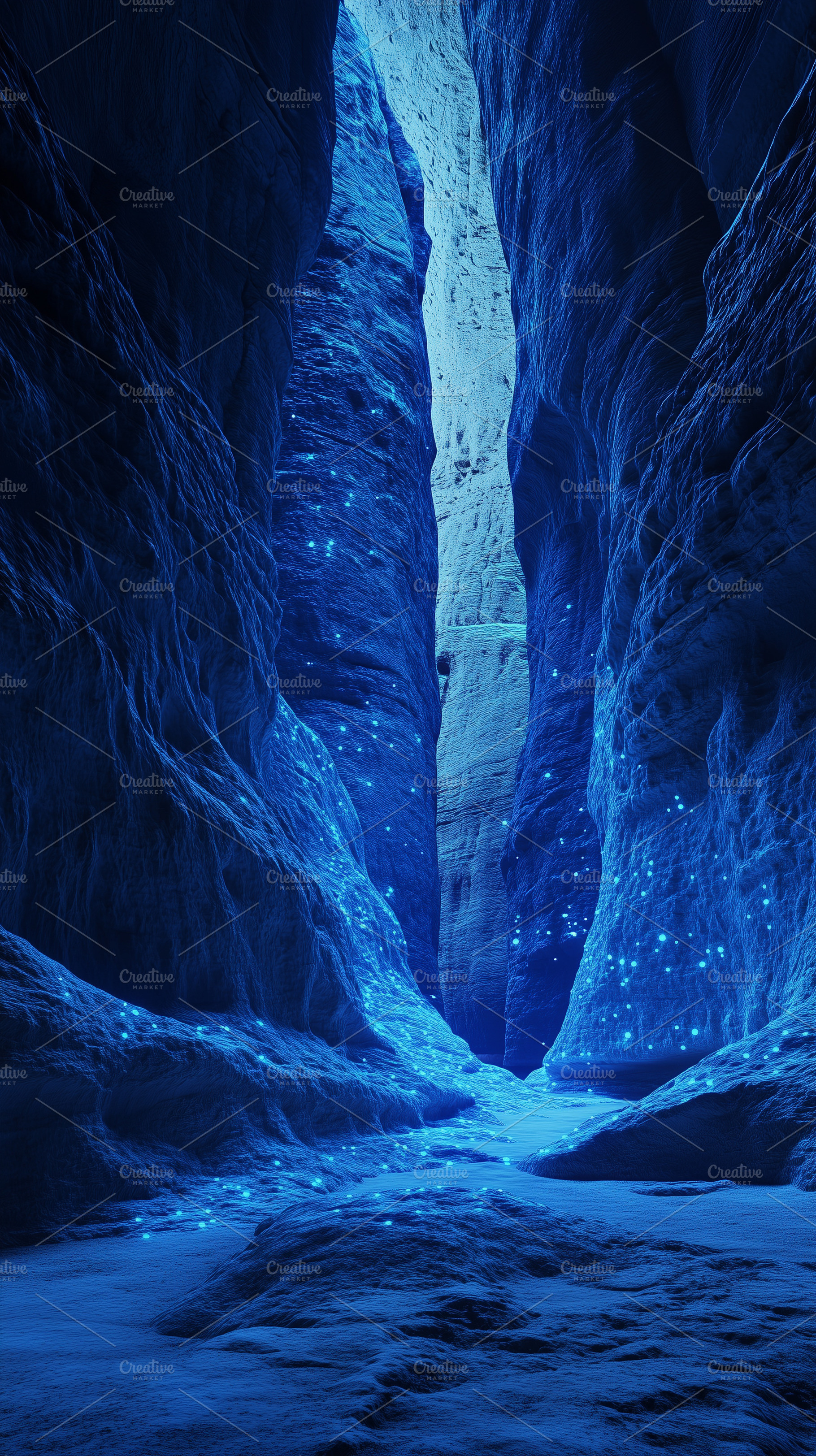 Desert canyon at night with glowing, a Nature Photo by MistyDay