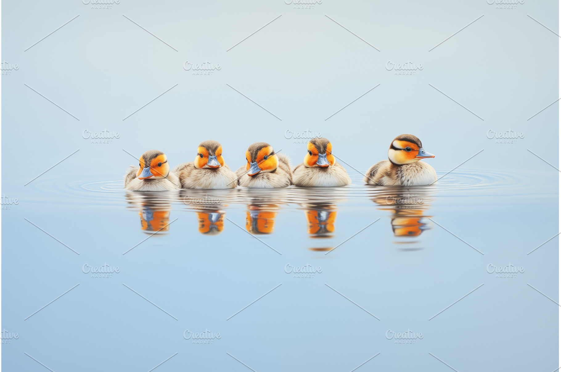 reflection of ducks on calm water, an Animal Photo by Sergey Kotenev