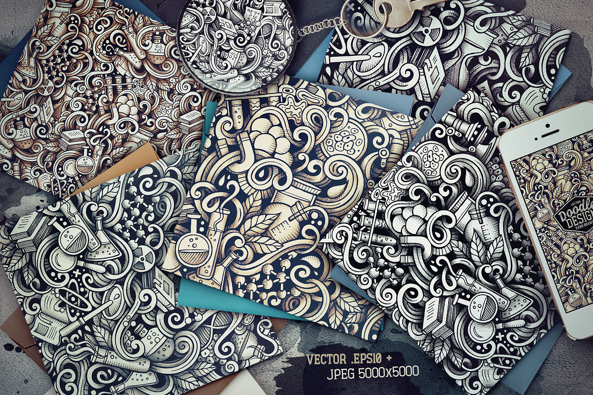 Science Graphic Doodle Patterns, a Pattern Graphic by BALABOLKA (Photo 2 of 6)