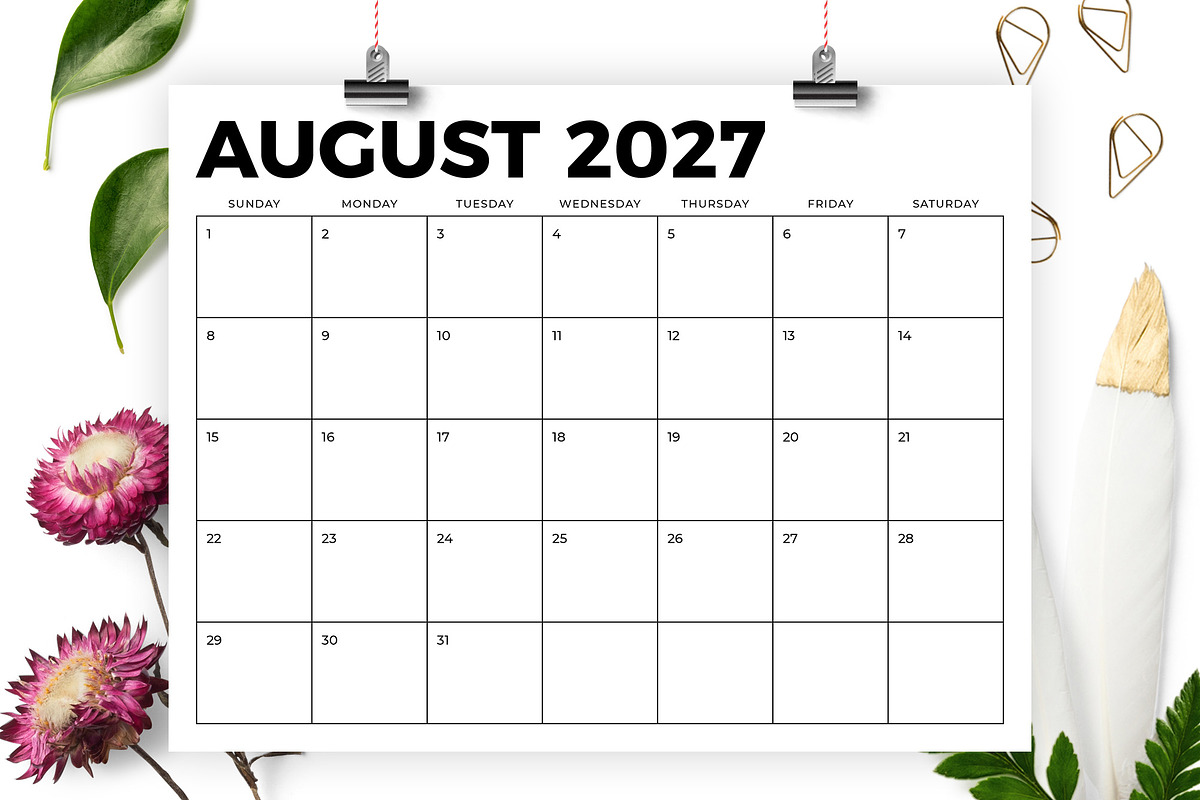 2027 8.5 x 11 Inch Calendar Template, a Stationery Template by Running With Foxes (Photo 4 of 5)