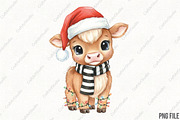 Funny Christmas Highland Cow PNG, an Illustration by CraftArtStudio (Thumbnail 1 of 4)