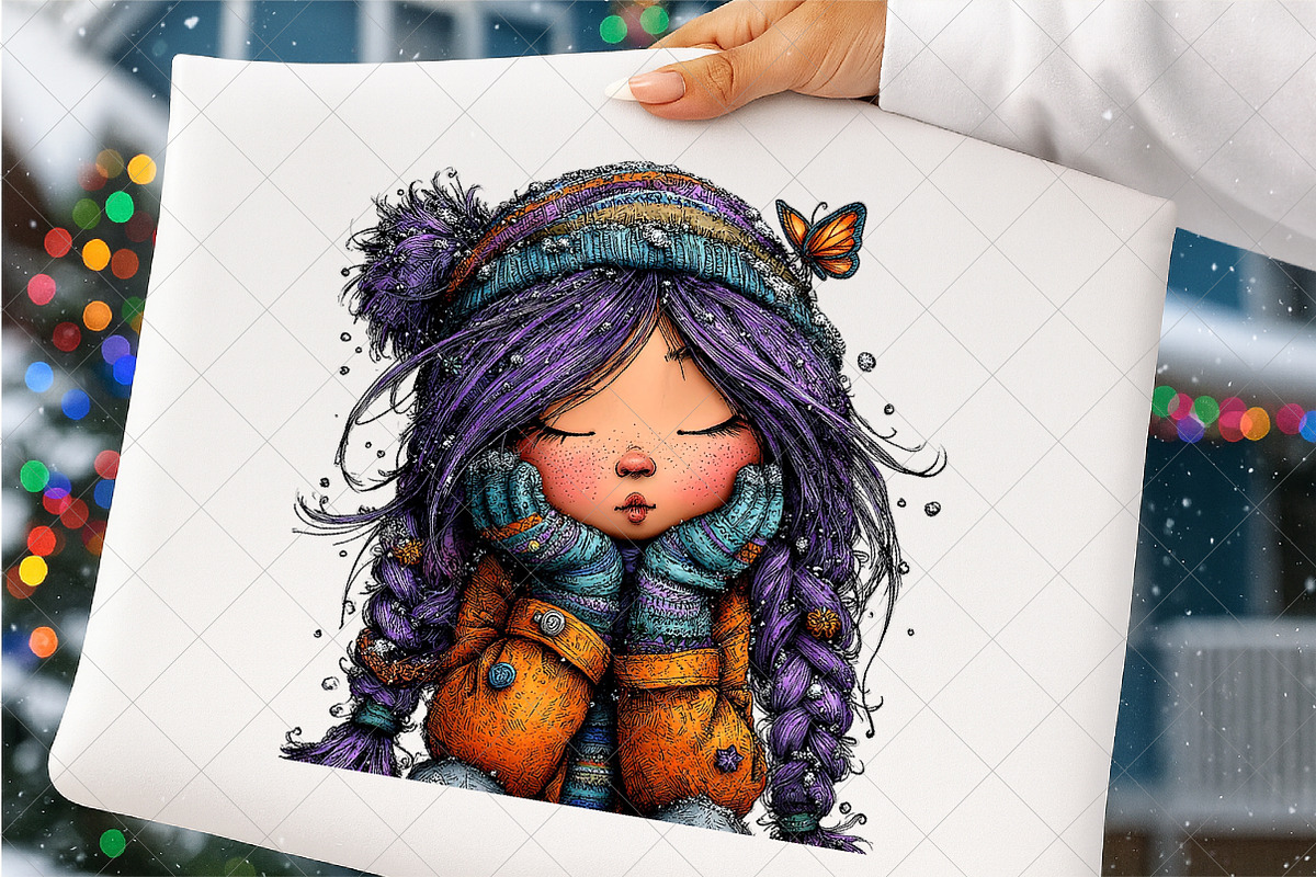 Whimsical Christmas Girl Clipart, an Illustration by SinaCreation (Photo 4 of 7)