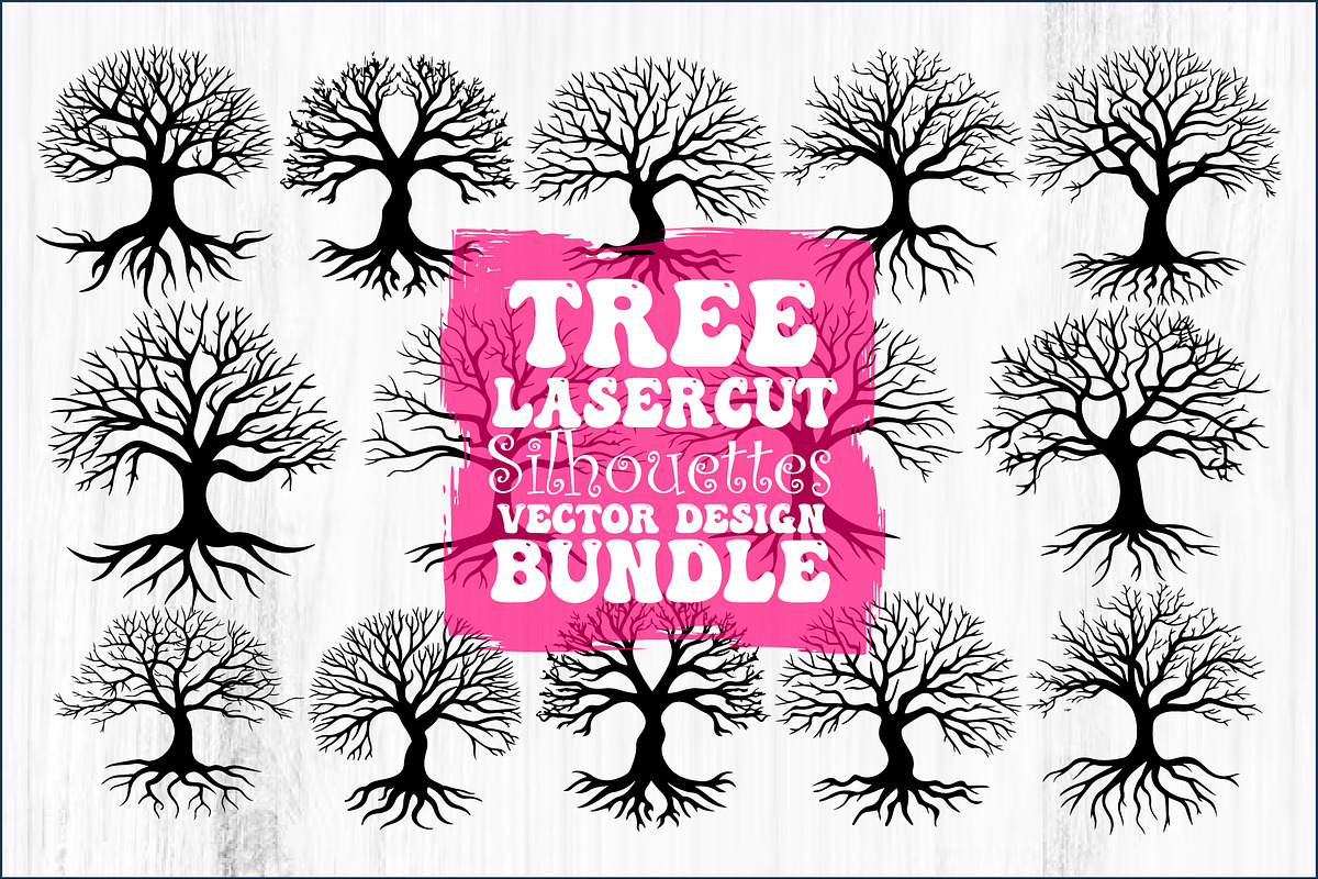 Laser Cut Tree Silhouettes Bundle, a Graphic by jahid234 (Photo 1 of 12)