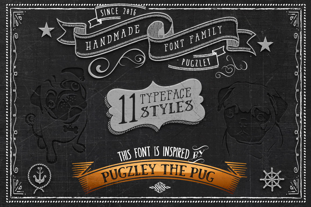 11 Handmade Font Family "Pugzley" preview 3