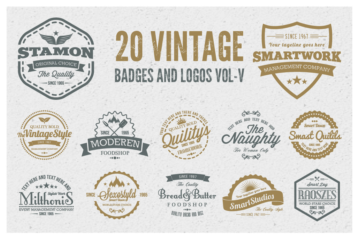 Vintage Badges and Logos Vol-5, a Branding & Logo Template by emotions76 (Photo 1 of 4)