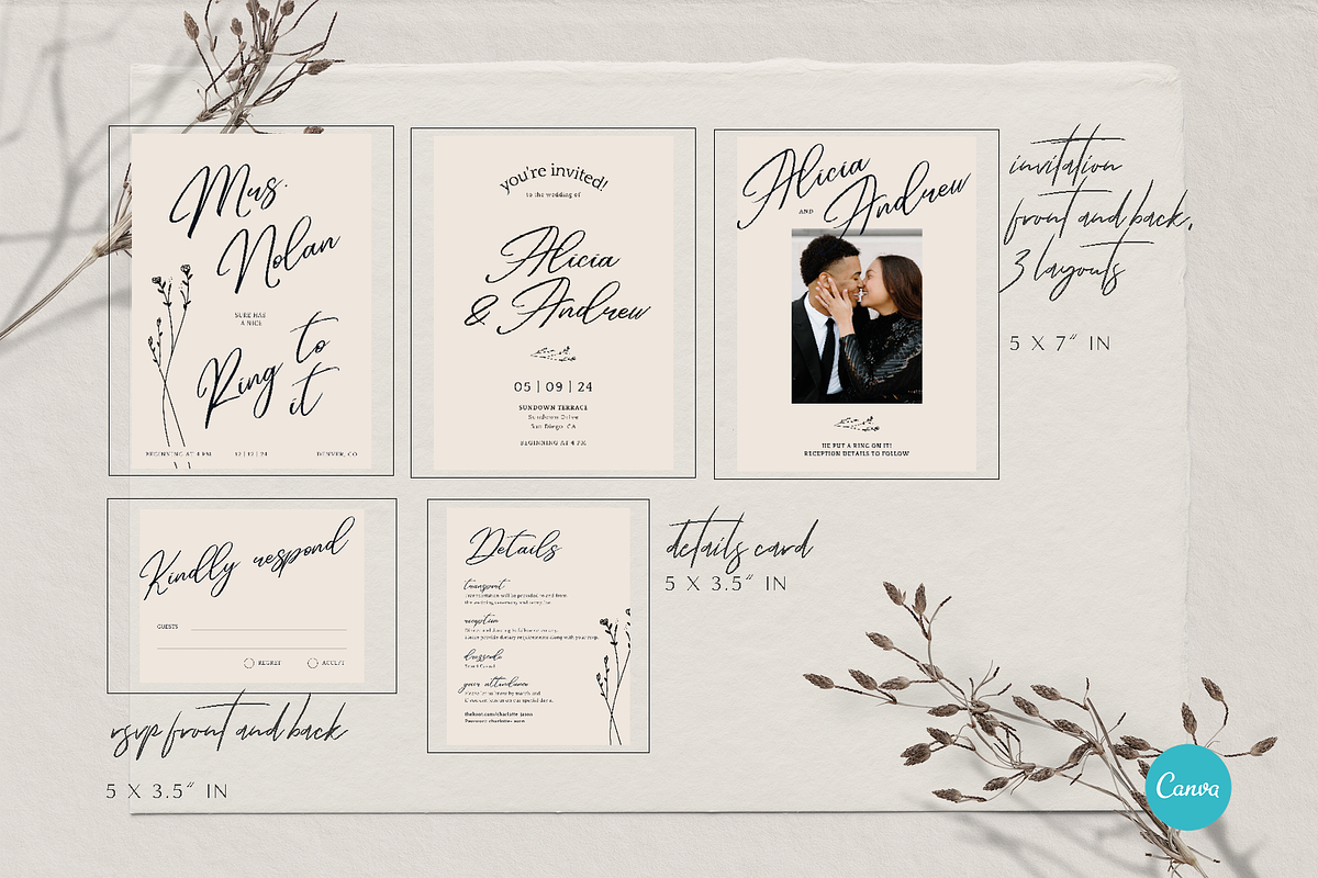 Modern & Elegant Wedding Invitation, an Invitation Template by StudioVonBraitenberg (Photo 9 of 10)