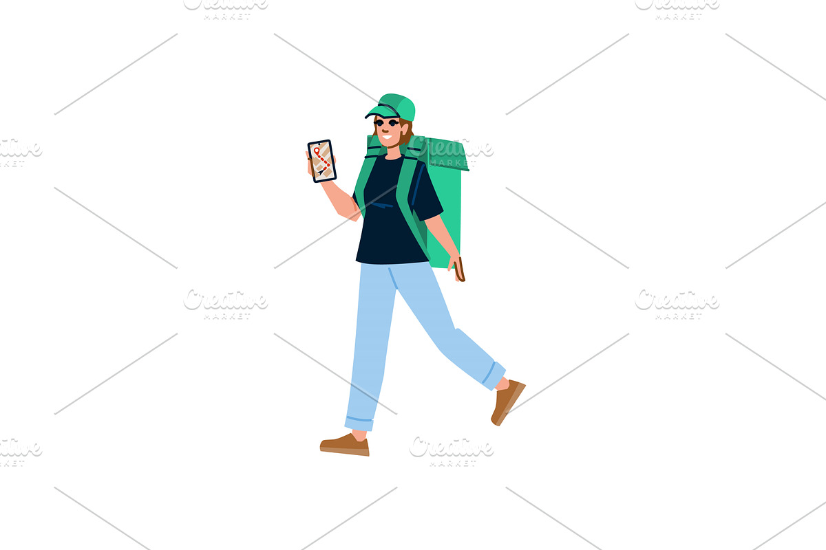 Courier walking and checking, a Transportation Illustration by pikepicture