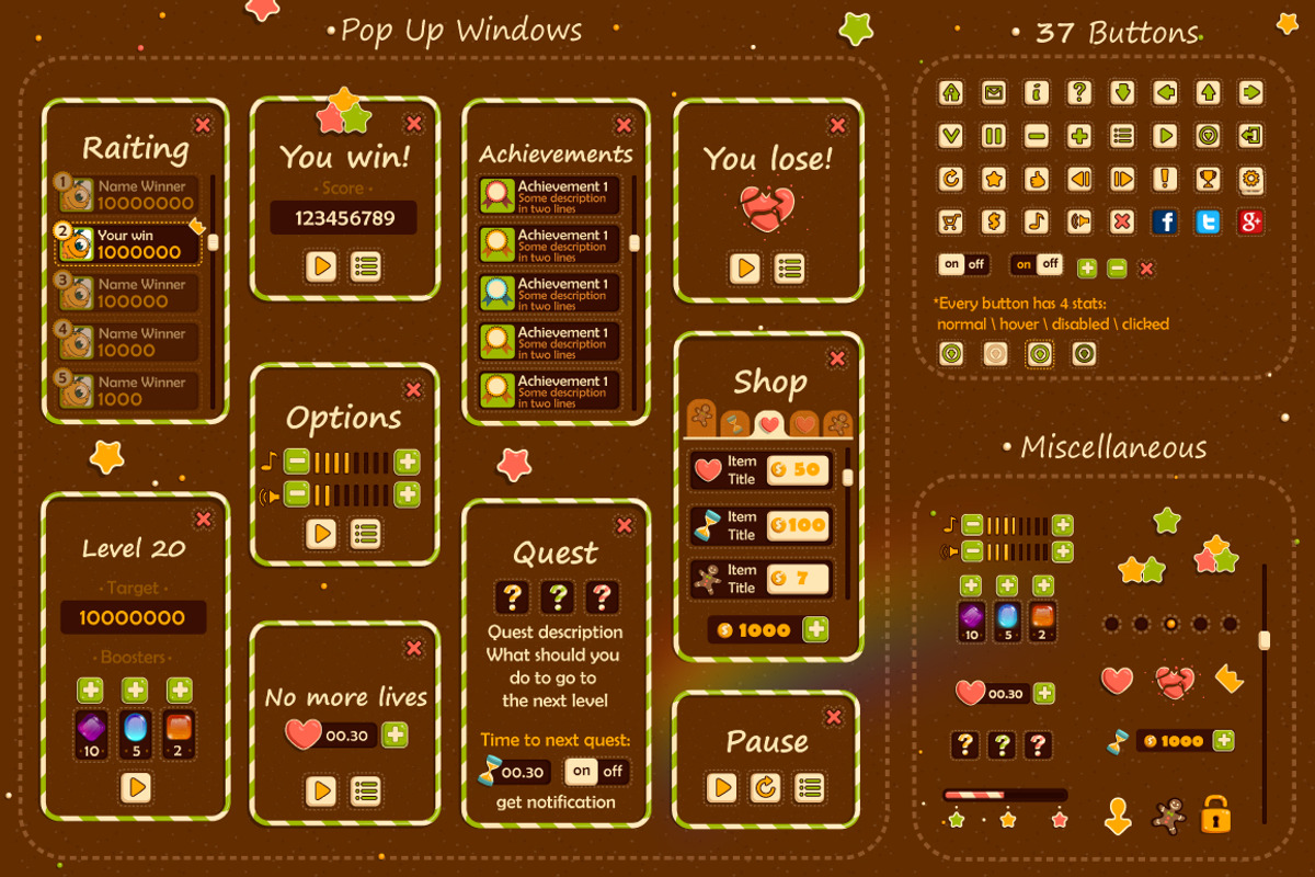 Graphic Assets for Match 3 Game, an Illustration by Chuchilko shop (Photo 5 of 6)