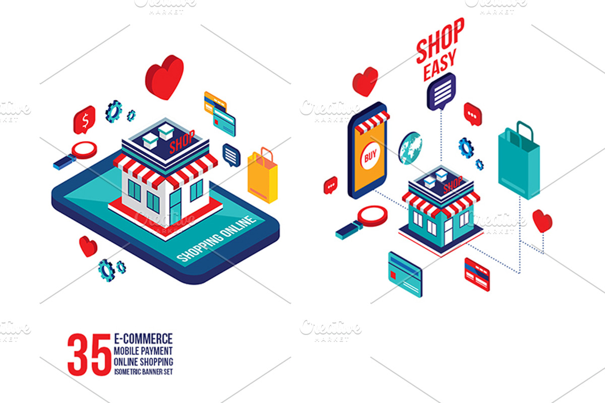 Online shopping e-commerce banners, a Work Illustration by Anttoniu (Photo 4 of 5)