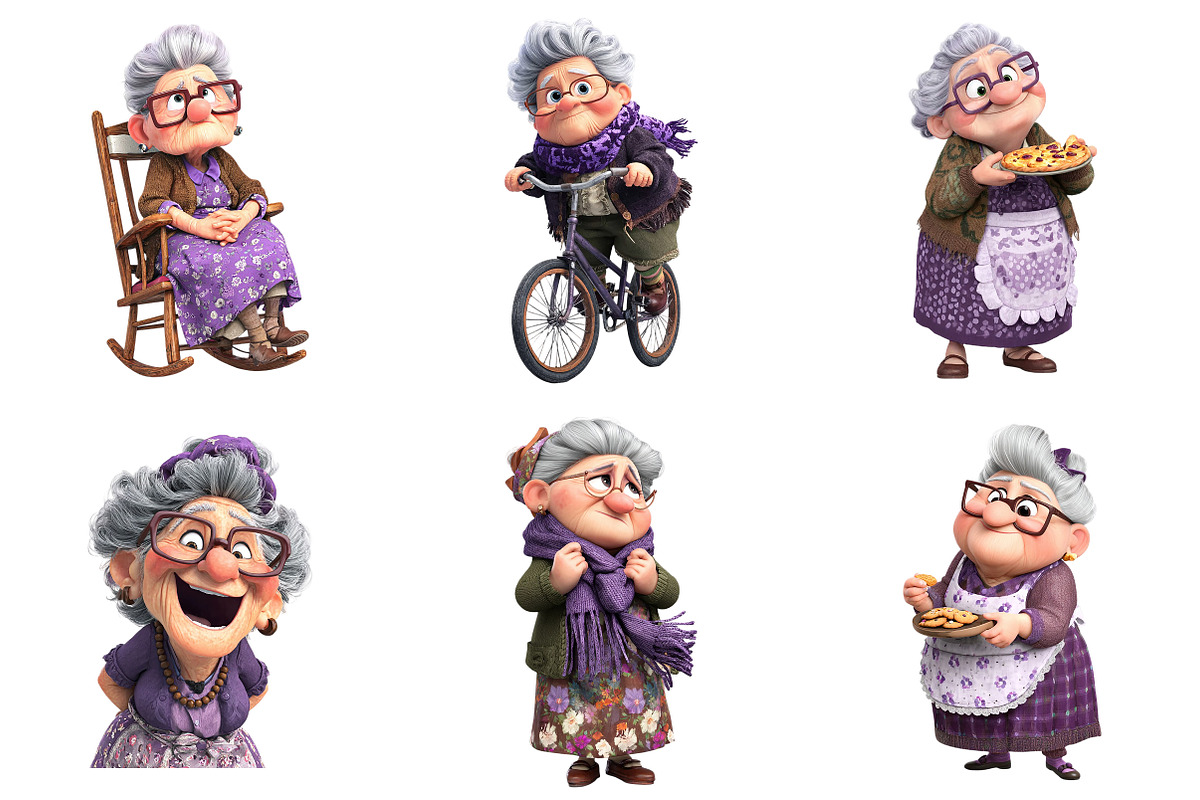 Whimsical Funny Grandma Clipart, an Illustration by Craft Nest (Photo 5 of 8)