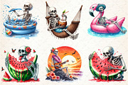 Funny Summer Skeleton Clipart, a Seasonal Illustration by Rose Art (Thumbnail 3 of 4)