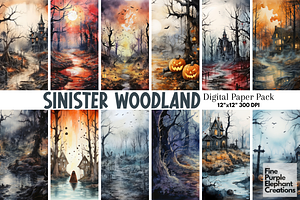 Watercolor Scary Woods | Halloween, a Background Graphic by Fine Purple Elephant