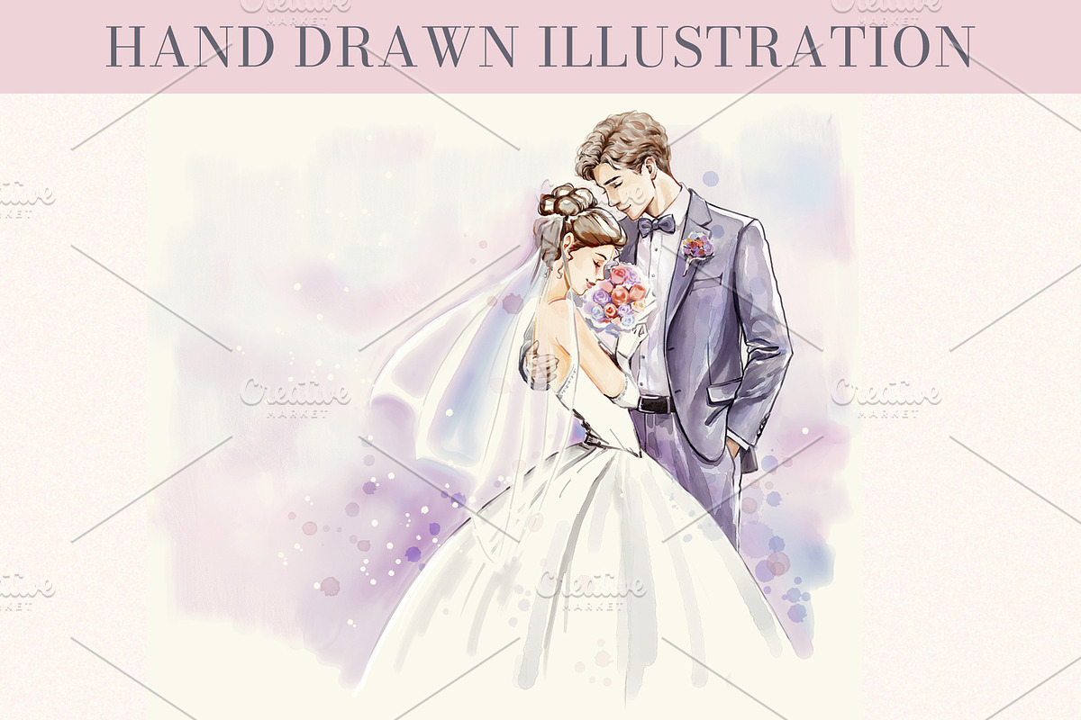 Watercolor Wedding Invite Set, a Marketing Template by Elena Naumchenkova (Photo 2 of 4)
