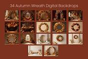 34 Autumn Wreath Digital Backdrops, a Background Graphic by 3Motional (Thumbnail 10 of 18)