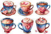 Valentines Coffee Cups Clipart, an Illustration by Craft Nest (Thumbnail 8 of 9)
