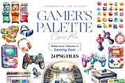 Watercolor Game Clipart, Gamer PNG, a Technology Illustration by BrushstrokeArtGB (Thumbnail 1 of 9)