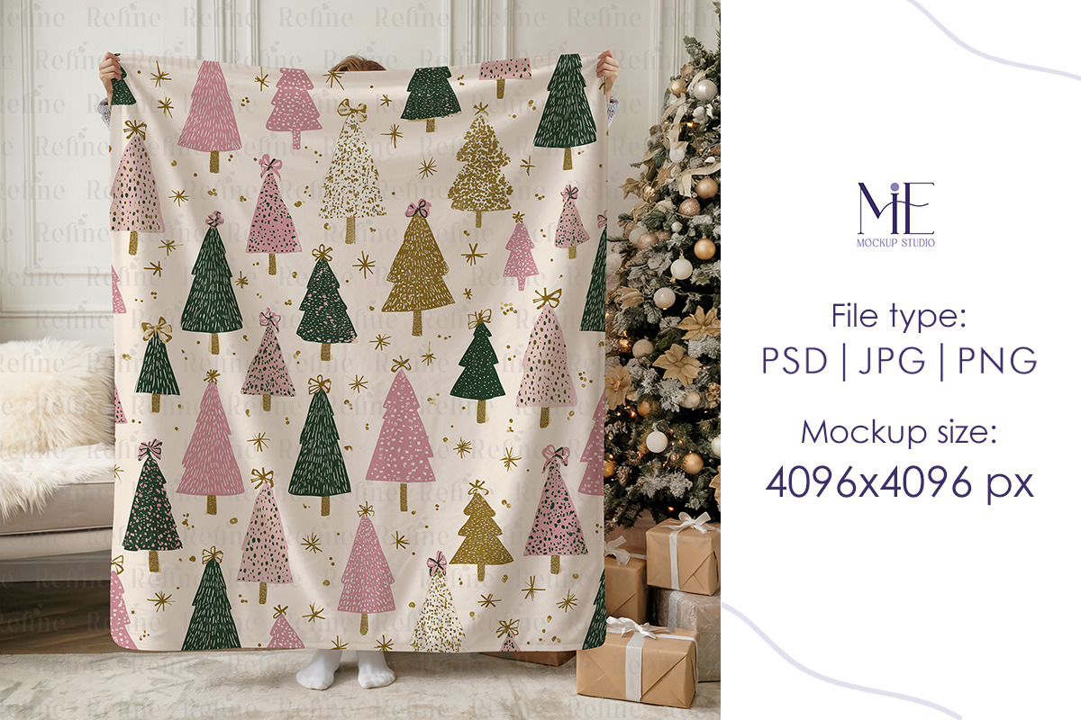 Christmas Sherpa Blanket Mockup, a Household Mockup by Mie Mockup Studio (Photo 7 of 8)