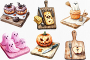 Watercolor Halloween Cutting Board, an Illustration by Canvas Craft (Thumbnail 2 of 8)