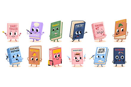 Book characters. Cute cartoon, an Education Illustration by YummyBuum