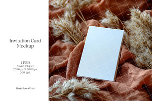 Boho 5x7 Invitation card mockup PSD