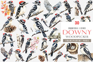 Downy Woodpecker Clipart, Woodpecker, an Illustration by SinaCreation