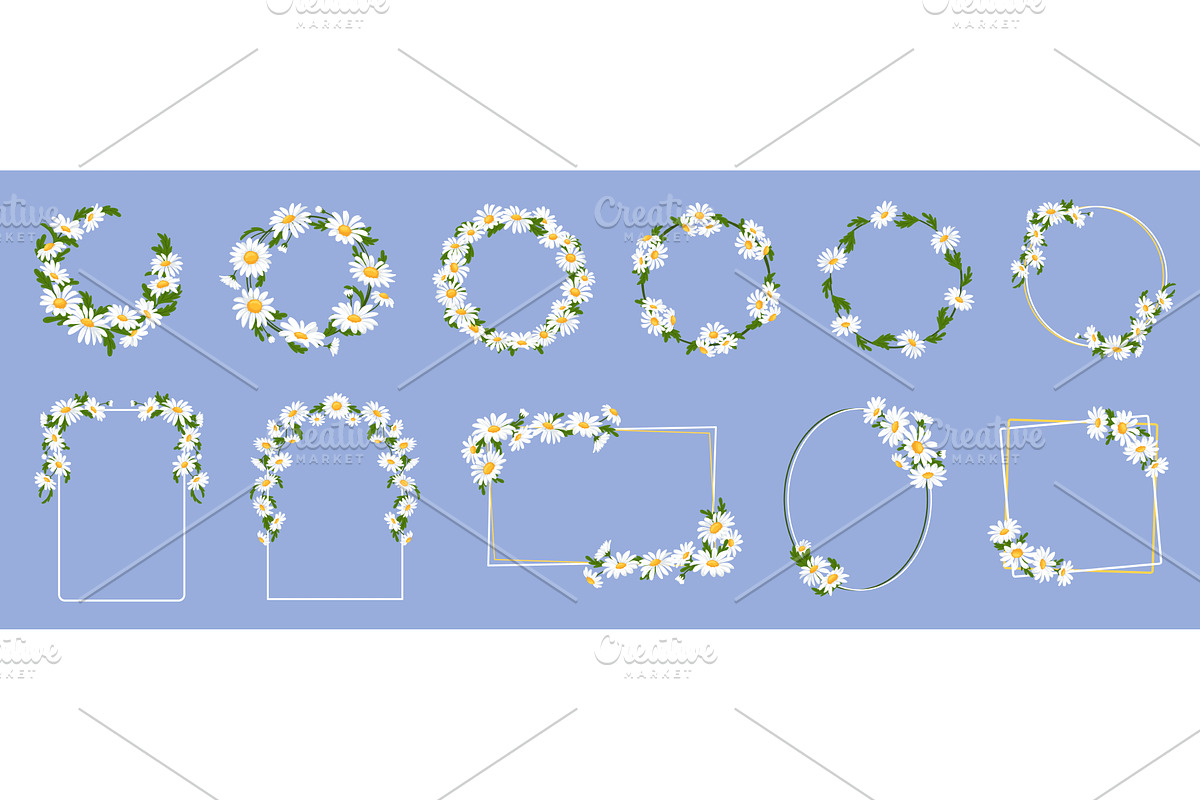 Daisy floral frames. Chamomile, an Object Illustration by winwin.art