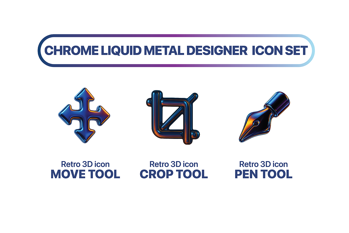 Chrome Liquid Metal Designer icons, a Duotone Icon by Iwanistic (Photo 4 of 7)