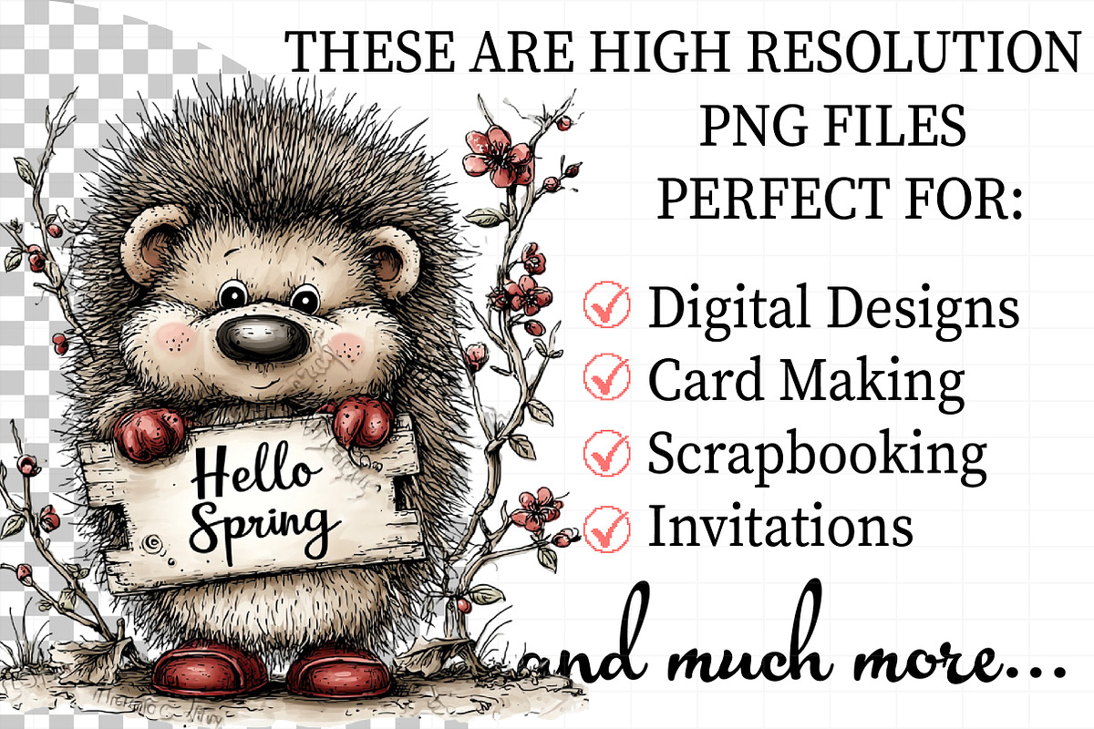 Whimsical Spring Hedgehog Png Clipar, an Illustration by Daily.Designs (Photo 2 of 7)