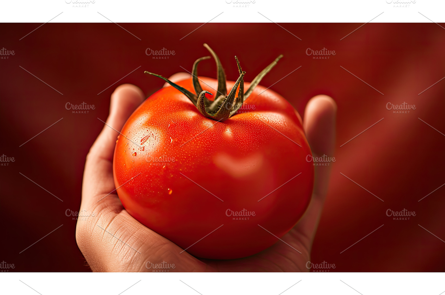 hand ripe tomato red ai generated, a Food & Drink Photo by pikepicture