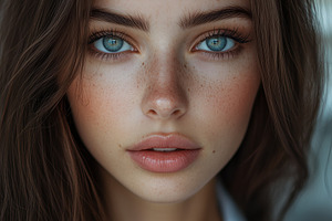 A close-up portrait of a young woman esthetic technologist with long brown hair, a Person Photo by Textures & Backgrounds