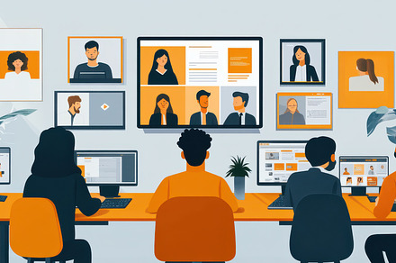 Team in online meeting, collaboratin, a Background Photo by Pixeness
