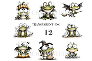 12 Halloween Frog Clipart, an Animal Illustration by Pati Charm Studio (Thumbnail 3 of 8)
