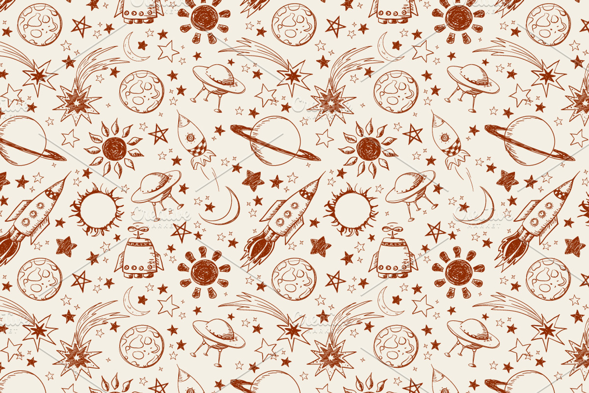 Astronomy and space doodle elements, a Technology Illustration by Elina_Li (Photo 17 of 18)
