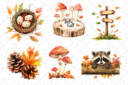 Watercolor Fall Woodland Clipart, an Illustration by Dream Creation (Thumbnail 2 of 6)