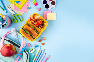 Back to school. Healthy school meal background, a Food & Drink Photo by Rimma