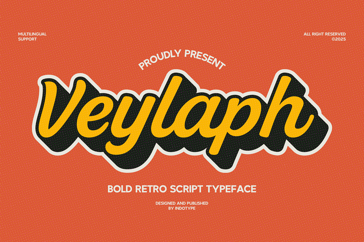 Veylaph - Bold Retro Script Typeface, a Font by Indotype Foundry (Photo 1 of 10)