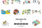 Education Set 01, an Education Illustration by AndriiStore (Thumbnail 1 of 11)