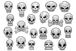 Human And Evil Skulls Set