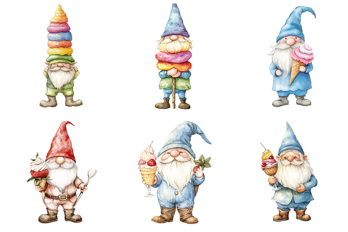 Ice Cream Gnome Clipart, an Illustration by Design Market (Photo 4 of 4)