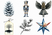 Black and White Christmas Clipart, an Illustration by Craft Nest (Thumbnail 2 of 6)