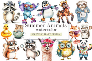 summer animals Clipart, an Animal Illustration by DreamArtGraphic