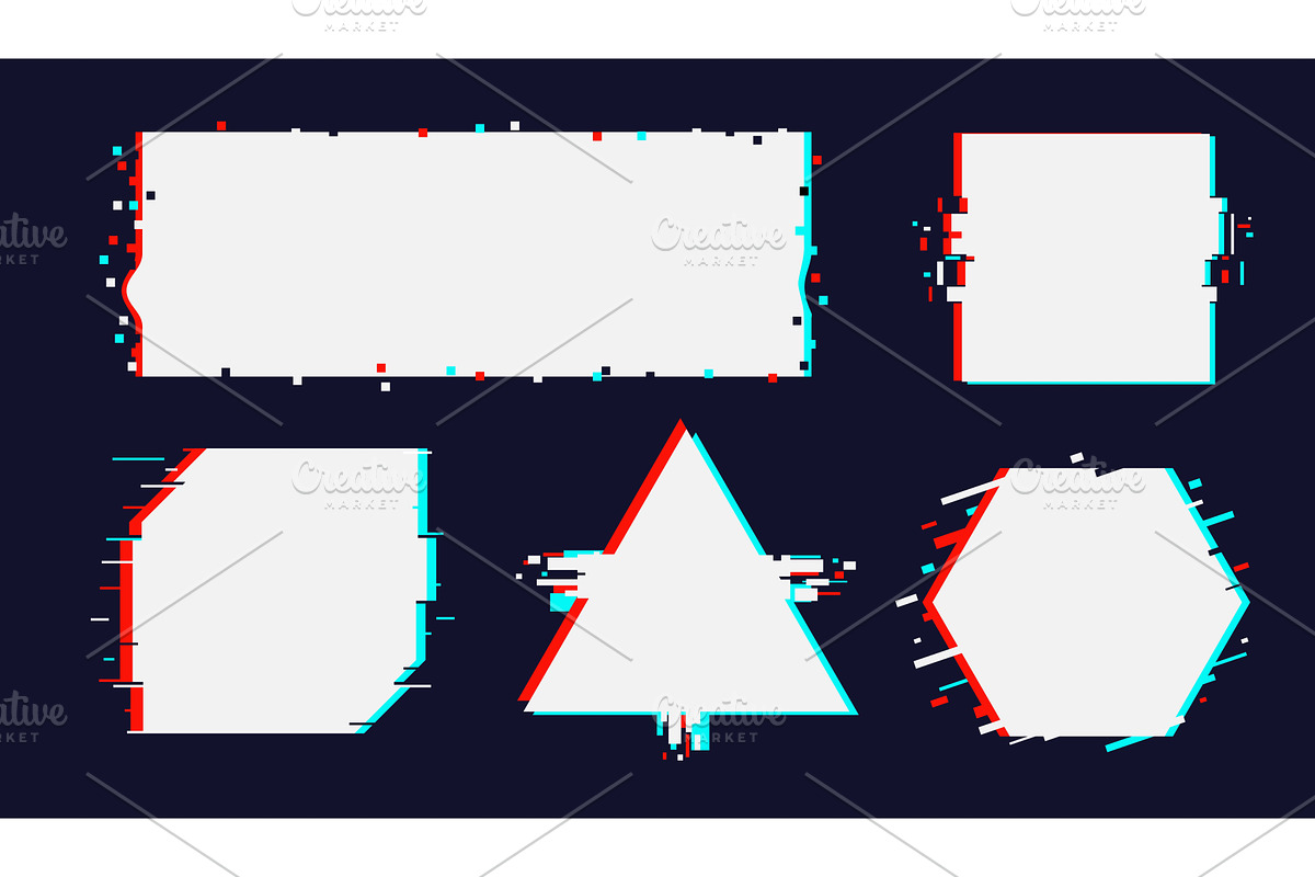 Frames with glitch effect. Geometric, an Illustration by Vectorbuum