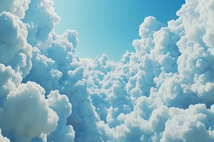 Cumulus clouds drift in a clear blue, a Photo by Iftikhar Alam