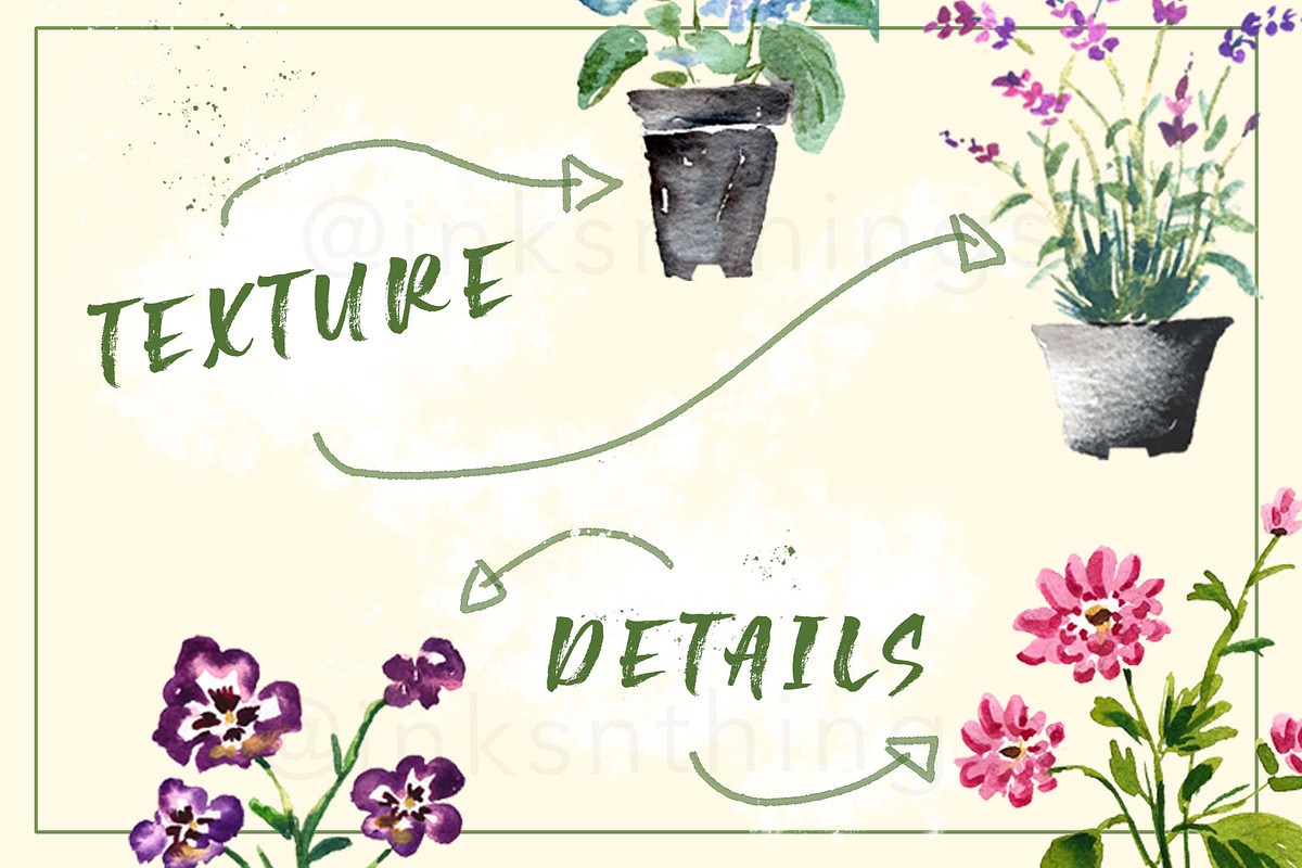 Watercolor Garden Pot Plants, an Illustration by Inksnthings (Photo 4 of 6)