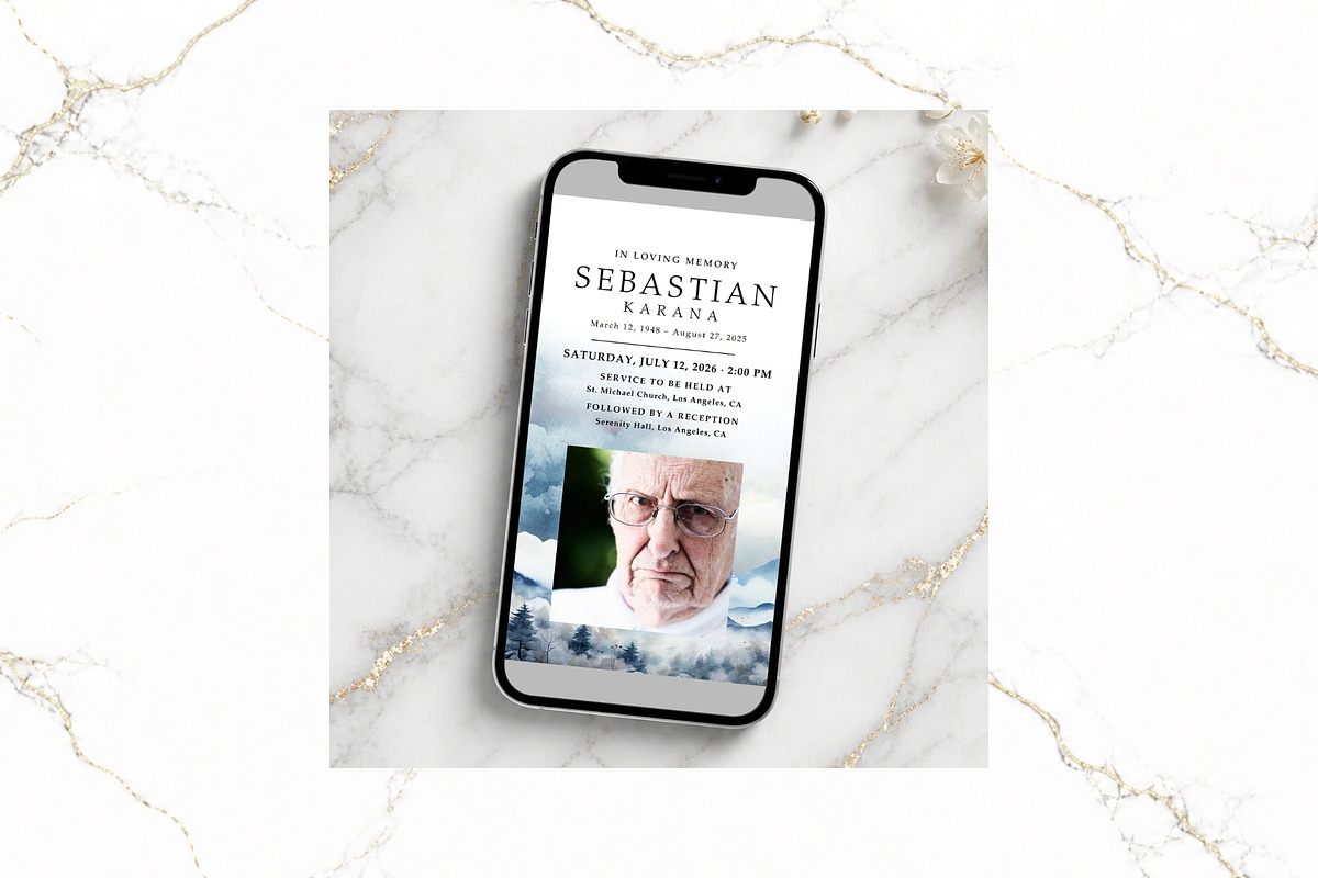 Digital Funeral Invitation CV FR010, a Social Media Template by TyphoonStudio (Photo 1 of 5)