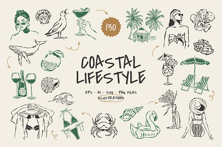 Coastal Lifestyle Illustrations, an Object Graphic by iStar Design