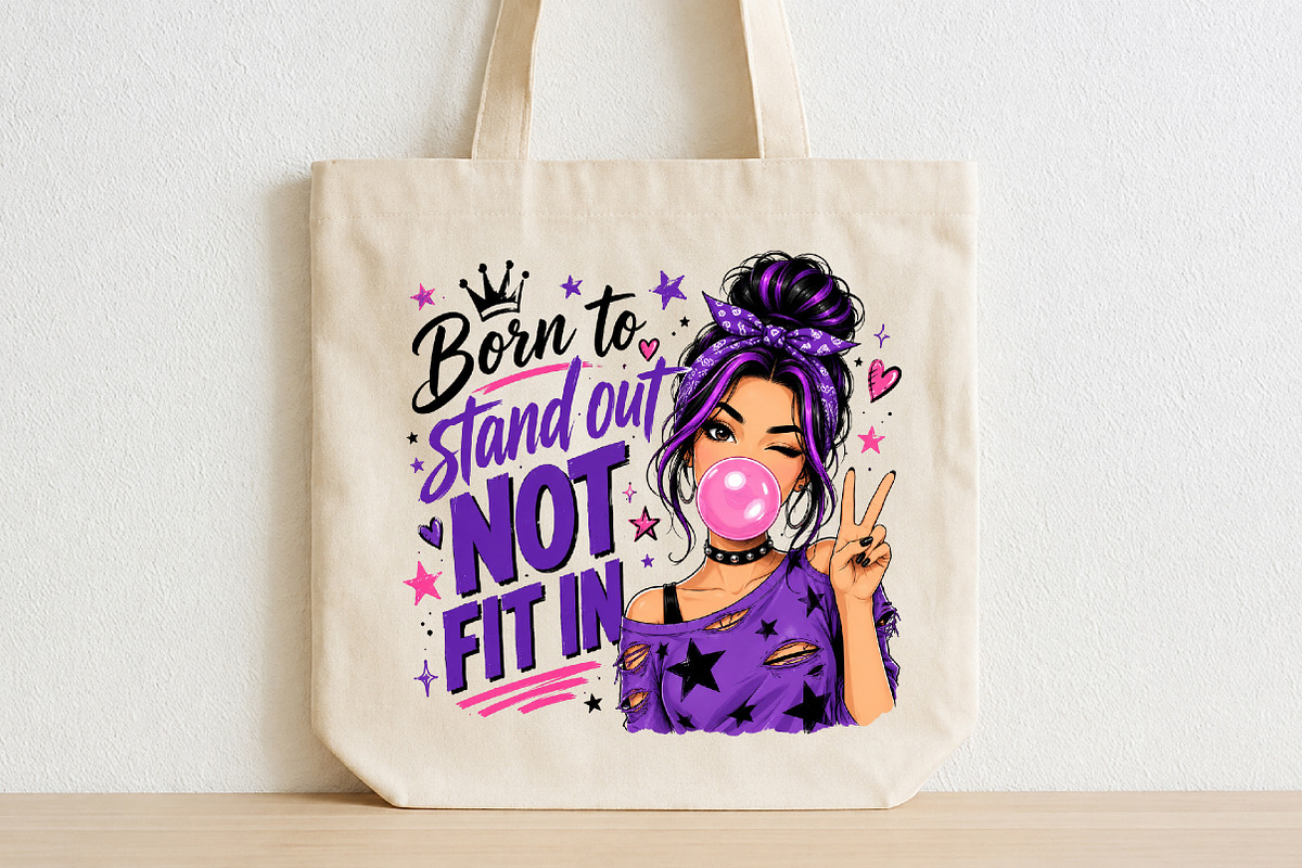 Born to Stand out PNG Goth Glam Girl, a Seasonal Illustration by CraftArtStudio (Photo 2 of 4)