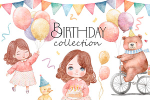 Happy Birthday watercolor collection