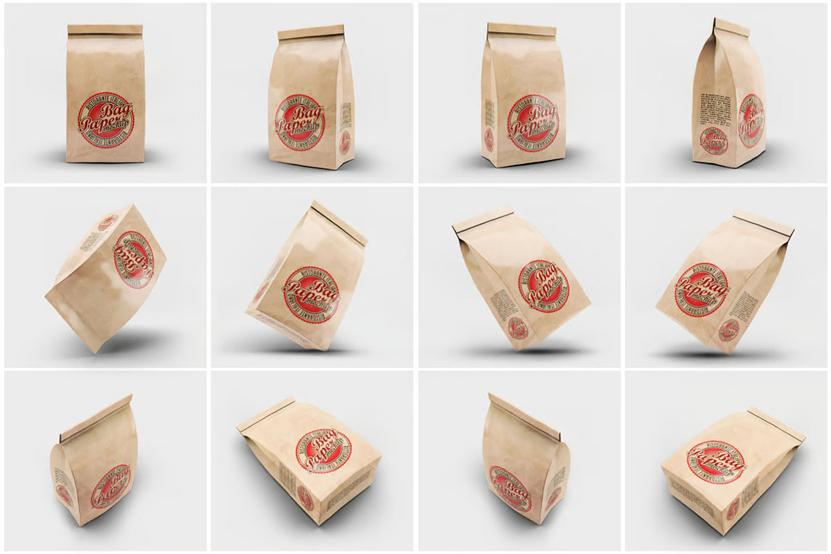 Paper Bag Mock-Up, a Packaging Mockup by DesignRushMarket (Photo 1 of 8)
