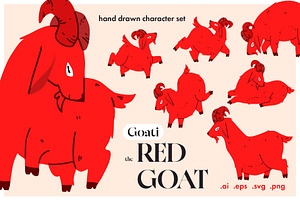 Hand Drawn Goat Vector Bundle, an Animal Illustration by Pásha